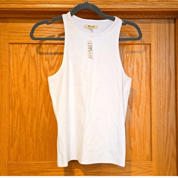 NWT Madewell Highneck Tank in Sleekhold white ribbed tank sleeveless small $38 - Picture 7 of 9